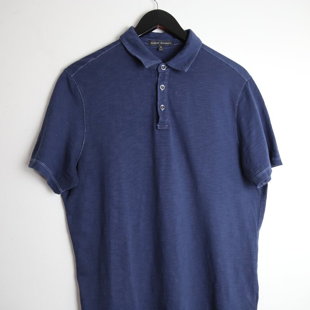 Robert Barakett Dunlevy Cotton Polo Navy Blue Collared Shirt Men's Size Medium - Picture 2 of 7